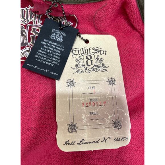 Eight Sin World Tour 1978 Rose Pink Double Zip Hooded Sweatshirt NWT Italy - Picture 9 of 10